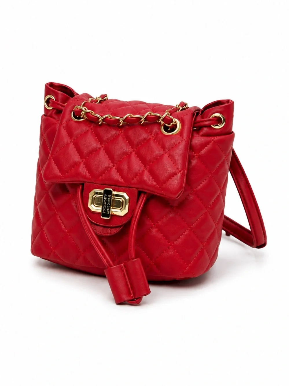 Badgley Mischka Red Quilted Micro Mini Backpack Vegan Leather NWT